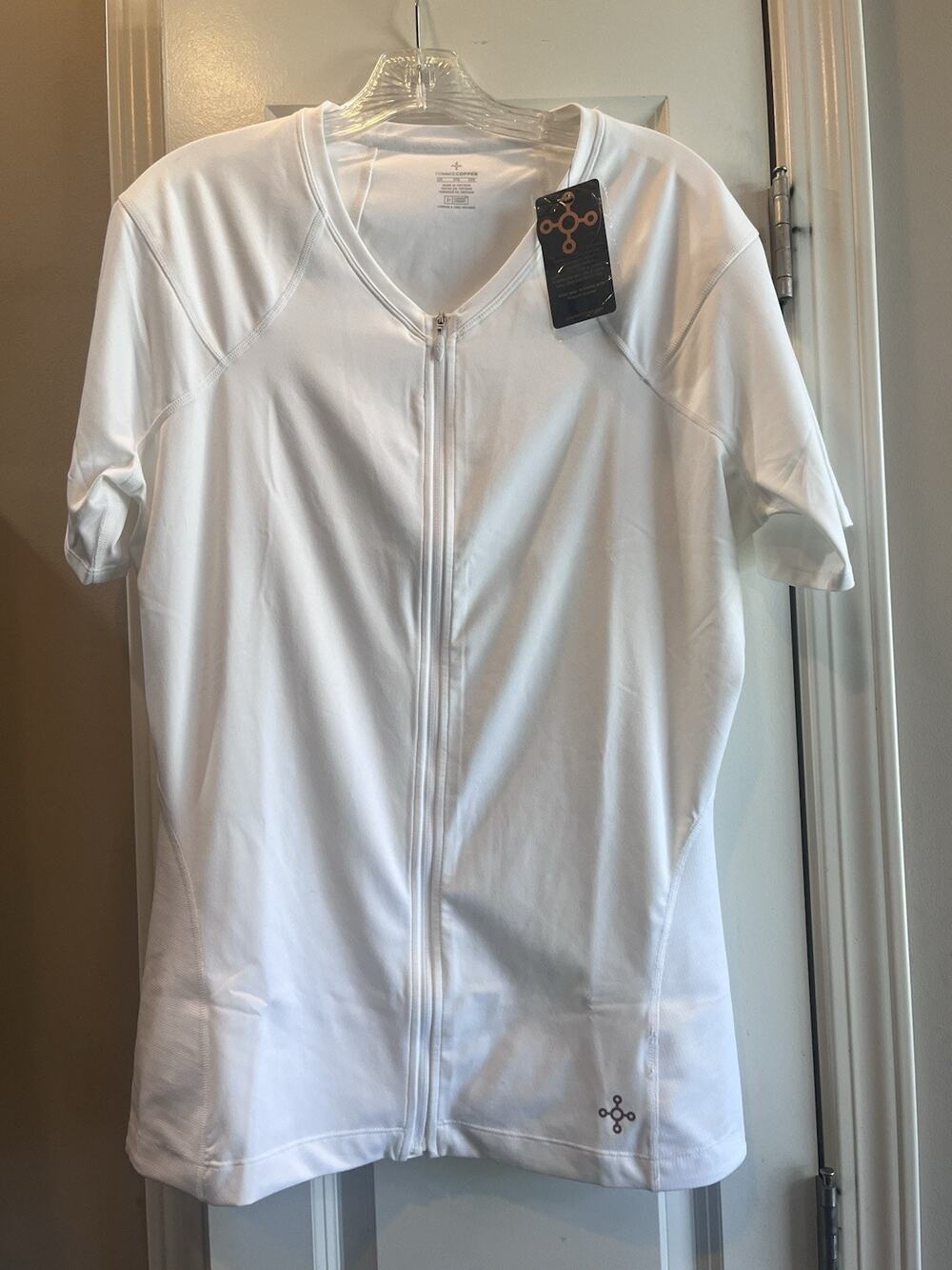 Tommie Copper Men's Full Back Support Shirt Short Sleeve | Size 2XL – White